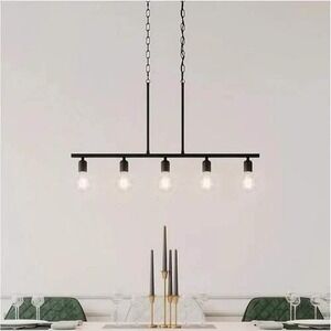 Quoizel Pendlebrook 5 Light Linear Chandelier Matte Black Bare Bulb LWS6690D1